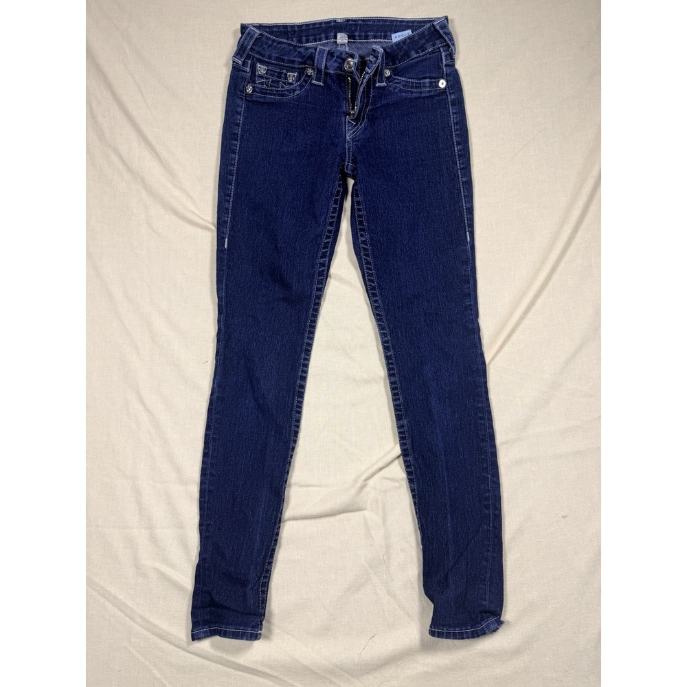 True Religion Womens Jeans Size 28 Legging Skinny Dark Wash Rhinestone Horseshoe